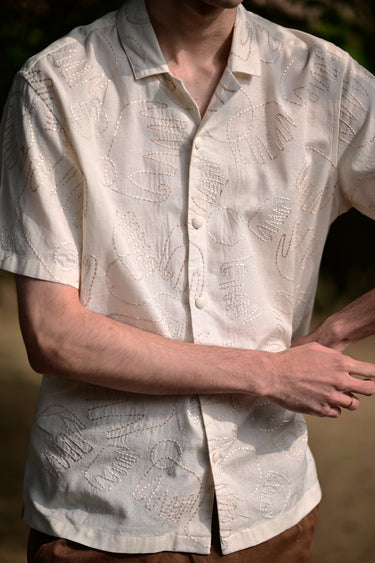 Beige Embroidered Shirt